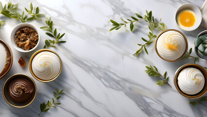 Swirled Cream Delights with Gold Accents and Greenery