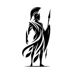 Fototapeta premium Greek hoplite warrior with spear and shield vector