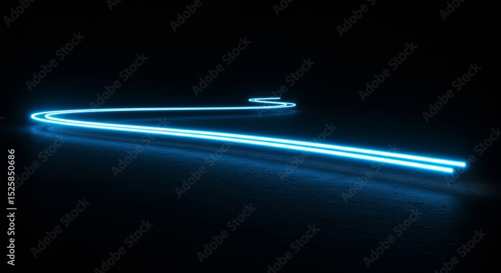 Aufkleber a blue lighted line that is curved and appears to be moving