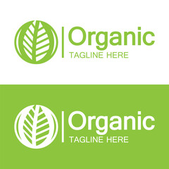 Organic logo , Initial Letter O with Leaf for Organic Fresh Natural Food logo design