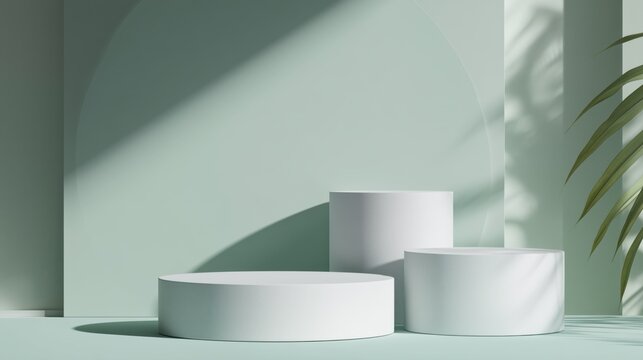 Layered White Pedestals in Futuristic Neutral Tones
