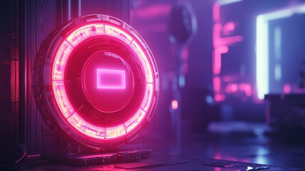 A miniature AI shield reflecting cyberattacks in a neon-lit digital world 