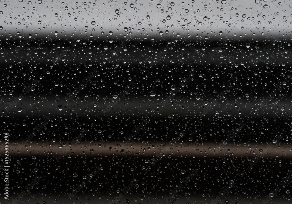 Poster raindrops clinging to a window pane with a blurred background