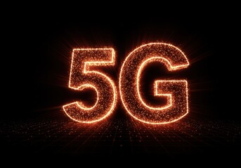Illuminated 5G symbol representing next generation network technology