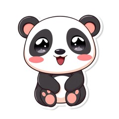 Cute Panda Bear Sticker on a Solid Background; Perfect for Adding Charm to Any Notebook or Planner