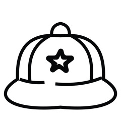 vector illustration of an icon but with a star sign in the middle. line art style. black and white color.