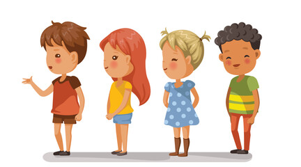 Children line up in a queue