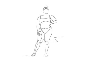 Plus size women concept one-line drawing