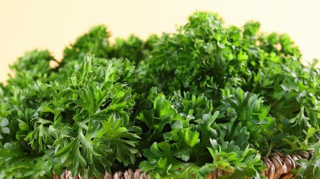 Fresh parsley in a basket	
