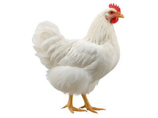 Full body of white chicken hen-standing isolated on transparent background. Generated with AI
