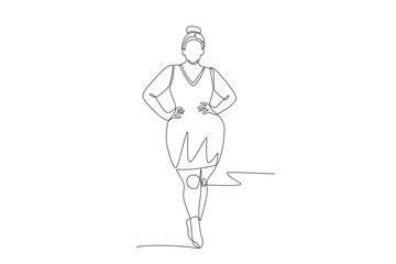 Plus size women concept one-line drawing