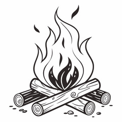 Flat vector icon of São João bonfire, transparent background