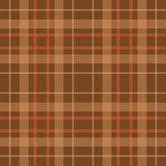Brown and beige plaid pattern, seamless vector background, textile print