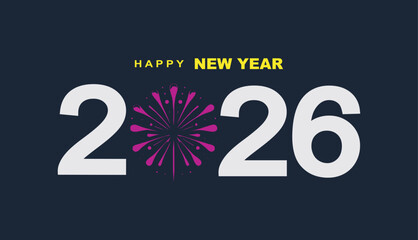 2026 Happy New Year design vector. colorful fireworks and trendy new year 2026 design template.