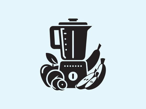 black blender with fruits, healthy food concept clip art preview