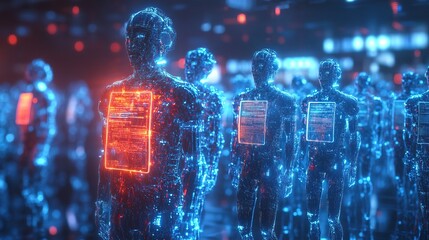 A glowing holographic password manager, protected by tiny robotic sentinels 