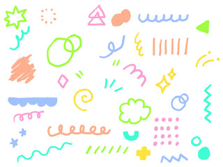 手描きあしらいセット　幾何学模様　パターン　カラフル