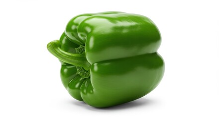 Hyper-Realistic 3D Render of Fresh Green Bell Pepper on White Background