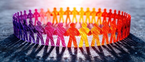 A circle of colorful paper people