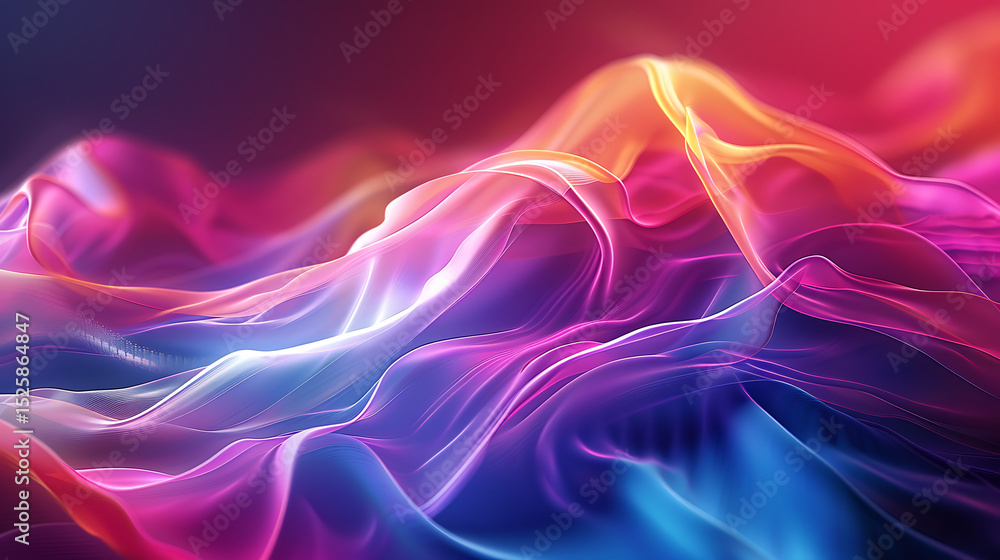 Poster an abstract background featuring flowing waves of vibrant colors, creating a dynamic and visually ap