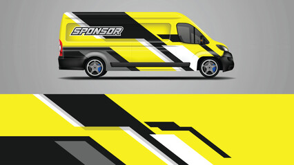 Yellow van wrap vector design, livery vehicle ready editable and print