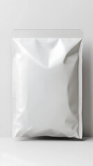 Fototapeta premium Blank, white, flexible packaging pouch.