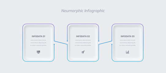Business Neumorphic Infographic Presentation with Gradient Color Rectangle Label 3 Option and Icon