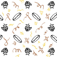 seamless pattern with coffee bean and glass