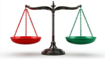 Red and Green Scales of Justice.