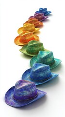 Rainbow of Colorful Straw Cowboy Hats