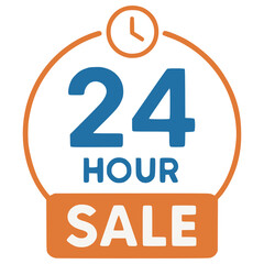 24 hour sale business discount shopping flat color vector illustration template design