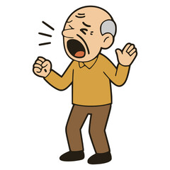 old man shouting voice expression flat color vector illustration template design