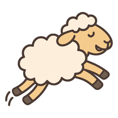 jumping sheep animal farm flat color vector illustration template design