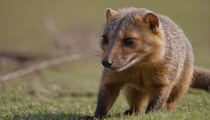 Fototapeta premium yellow mongoose on the grass