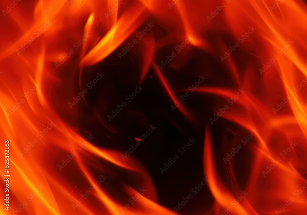 Aufkleber intense fire flames creating a dynamic abstract design on dark background