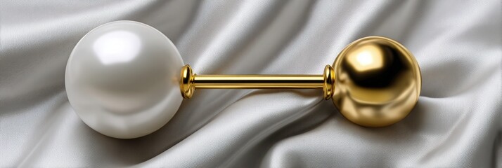 Golden and Pearl Luxury Accessory on Silk
