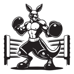 Boxing kangaroo character ready for action in boxing ring image vector
