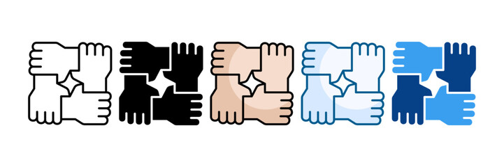 Solidarity Icon Set Multiple Style Collection
