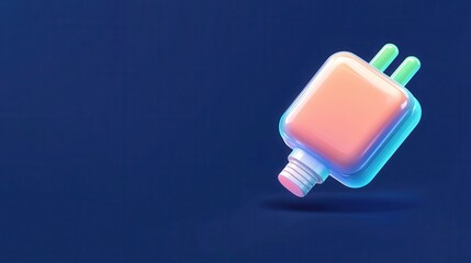 A stylized, colorful electric plug icon floats on a dark blue background, representing technology and modern energy concepts.