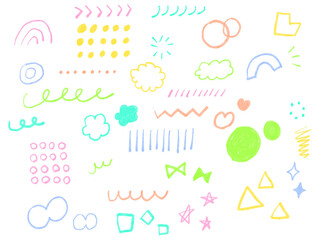 手描きあしらいセット　幾何学模様　パターン　カラフル