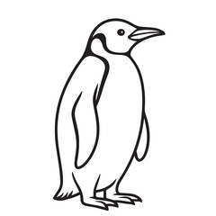 A black and white minimalist vector of a penguin, designed with bold outlines and smooth curves, emphasizing simplicity and clarity.

