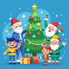 santa-and-elves-celebrating-around-a-tall-christmas