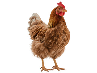 Fototapeta premium Full body of brown chicken hen standing isolated transparent background. Generated with AI 
