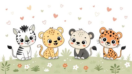 "Cute Safari Baby Animals – Cartoon Jungle Friends Illustration"