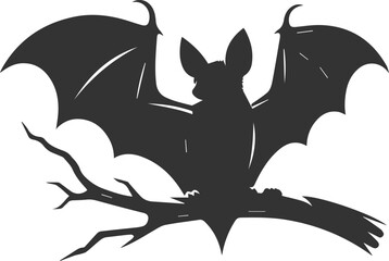 Obraz premium Black vector of a bat flying silhouette animal drawing