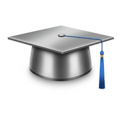 Isolated graduation cap with blue tassel on white background for graduation day