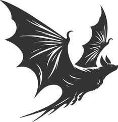 Black vector of a bat flying silhouette animal drawing
