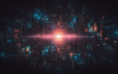 Obraz premium Abstract city, glowing center