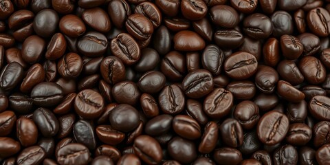 Obraz premium Dark, oily roasted coffee beans, close-up detail, high resolution, gourmet