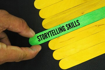 Stick with the word text STORYTELLING SKILLS. the ability to craft and deliver engaging narratives,...